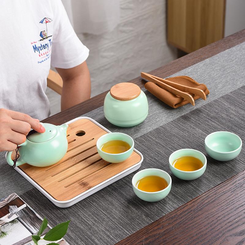 Dingyao travel tea set, one pot of four cups of gifts, souvenir, kung fu tea set