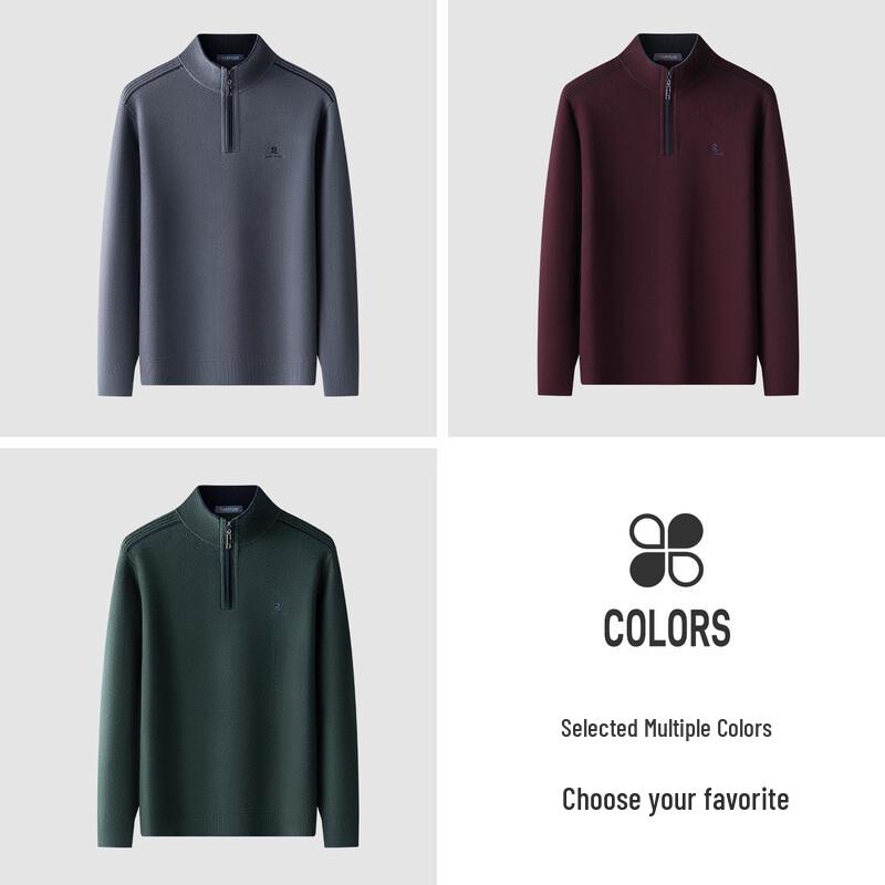 MONTAGUT Men's Winter Half-Zip Pure Wool Sweater