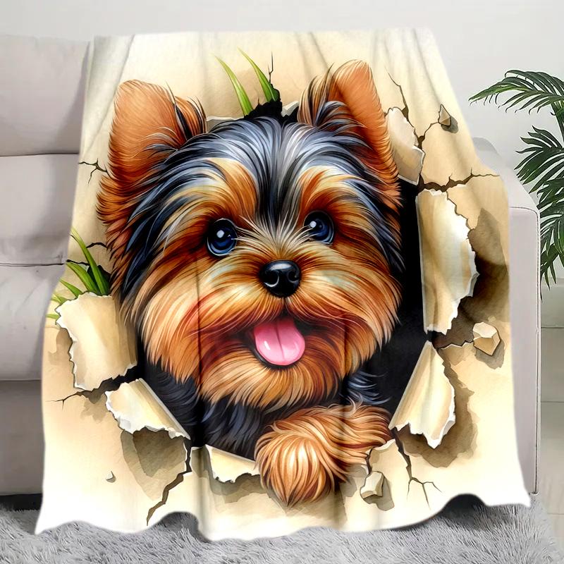 1PC Dog cute printed blanket, all season lightweight home office outdoor nap multifunctional blanket A9