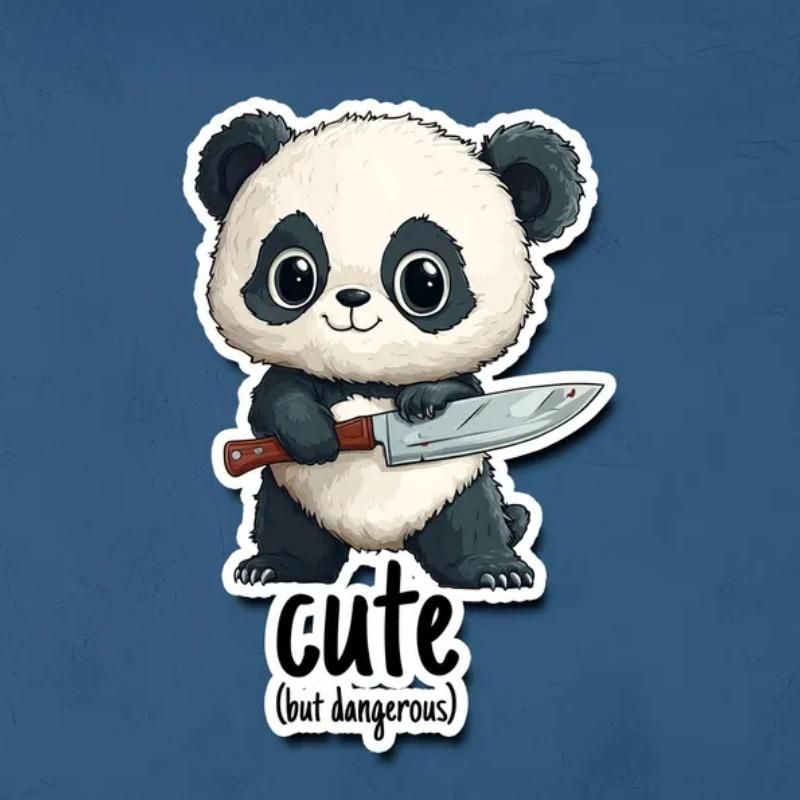 Cute But Dangerous Panda Sticker, Durable for Laptop, Car, Luggage, Skateboard & More - Perfect for Teens, Adults, Creative Decor & Gifting