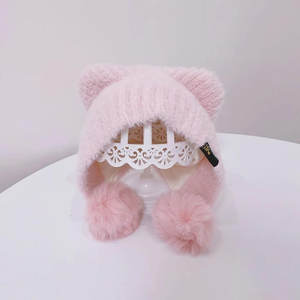 Plush Ear Protection Caps Windproof Earflap Cap New Cartoon Pompom Hat  Kids