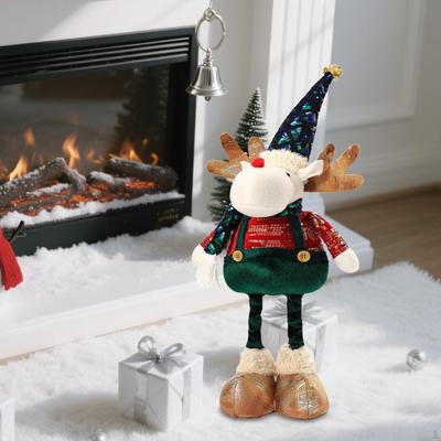 Christmas Elk Ornament Decor Stretchable Legs Decorative Reindeer Doll Decoration for
