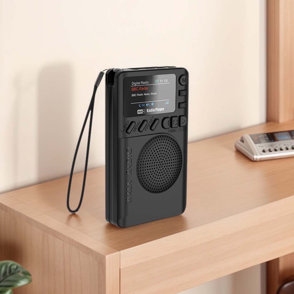 Mini DAB FM Digital Radio with Headphone Jack Color Screen Pocket Radio MP3 Playback Speaker for Outdoor Camping Hiking