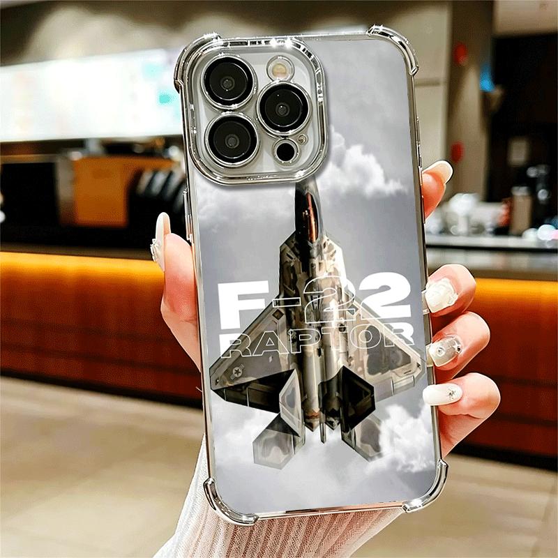Fighter Plane F-22 Raptor Cool Soft Phone Case For iPhone 15 16 17 Air 14 Pro Max 16E Plus 13 12 Mini Plating Anti-Fall Fundas