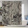 Vintage Floral Shower Curtain with Black and White Paisley Design Waterproof Bathroom Decor Set for Home Decoration (180x200cm)