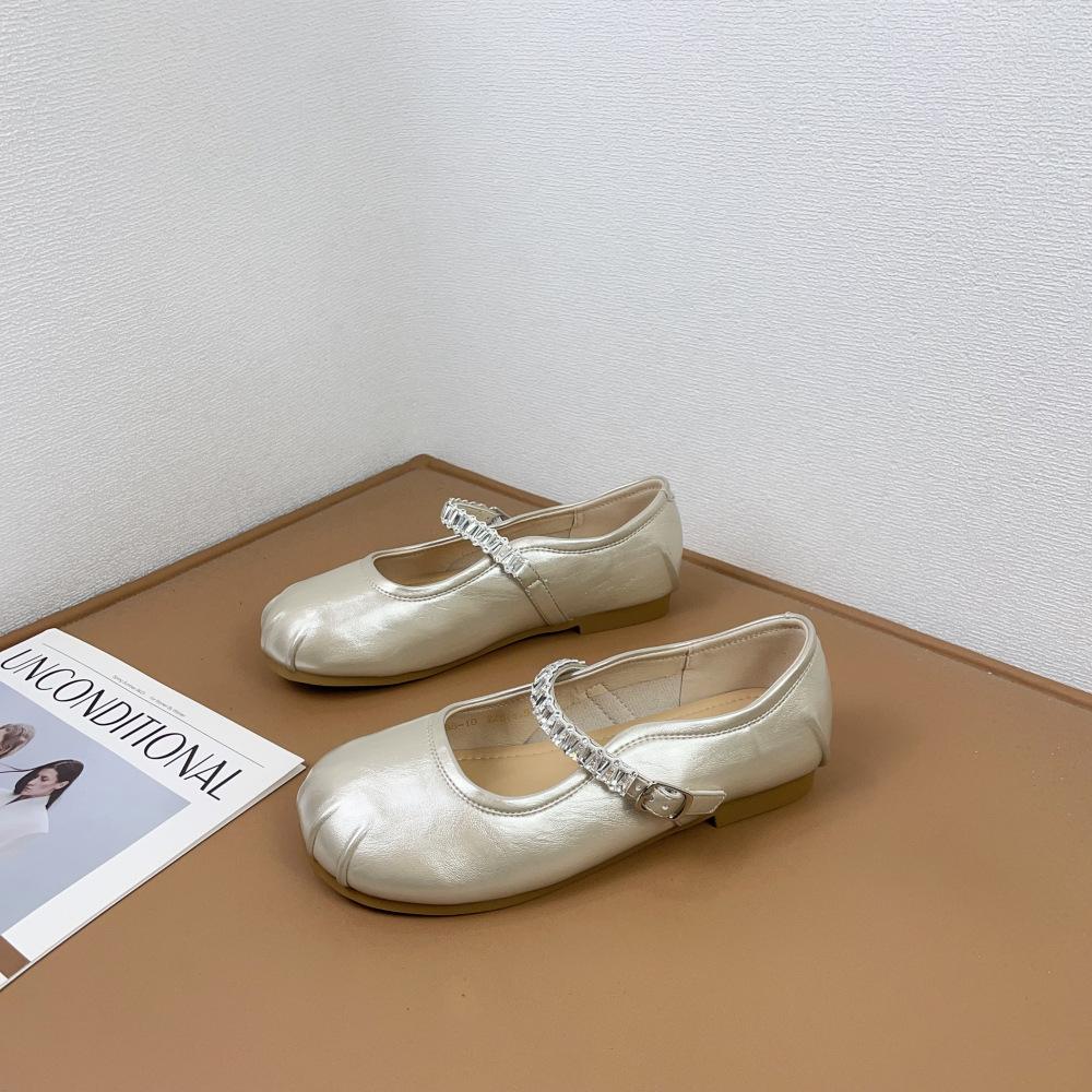

2025 new spring and summer single shoes for women to wear shallow mouth Mary Jane shoes with versatile flat-soled grandma shoes ladyshoes 40 шампанского