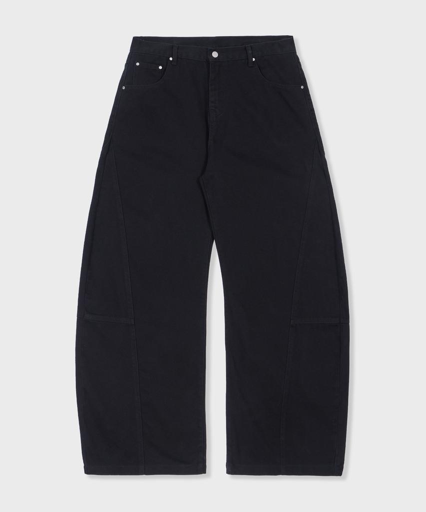 GLW Curved Cut Wide Cotton Pants Black