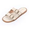 Mode Damsandaler med spänne Nya 2024 Bekväma platta tofflor Bekväma sandaler Casual strandskor Dubbelrem Justerbara platta tofflor