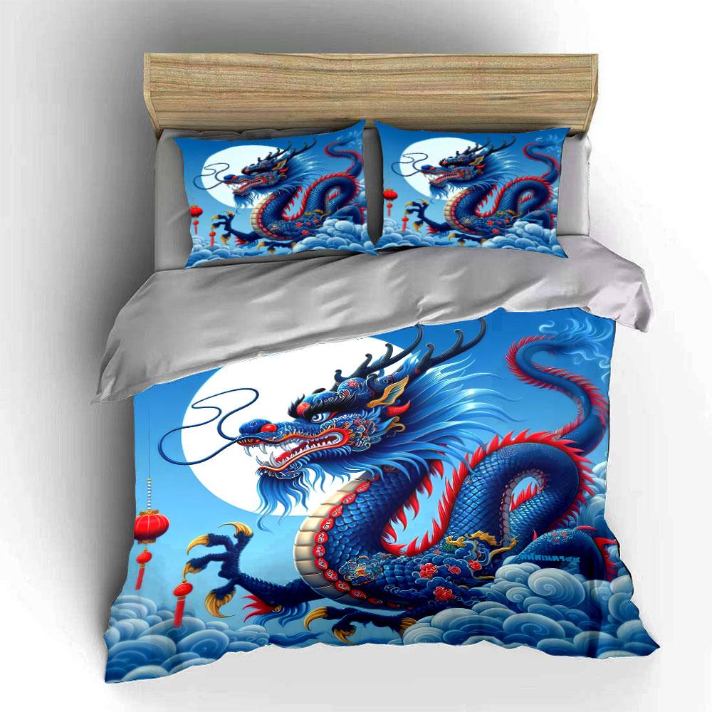 Dragon Artwork Home Decor Set Soft Comfortable Duvet Cover Bedding Set Included 1*Duvet Cover & 2*Pillowcases, Gift
