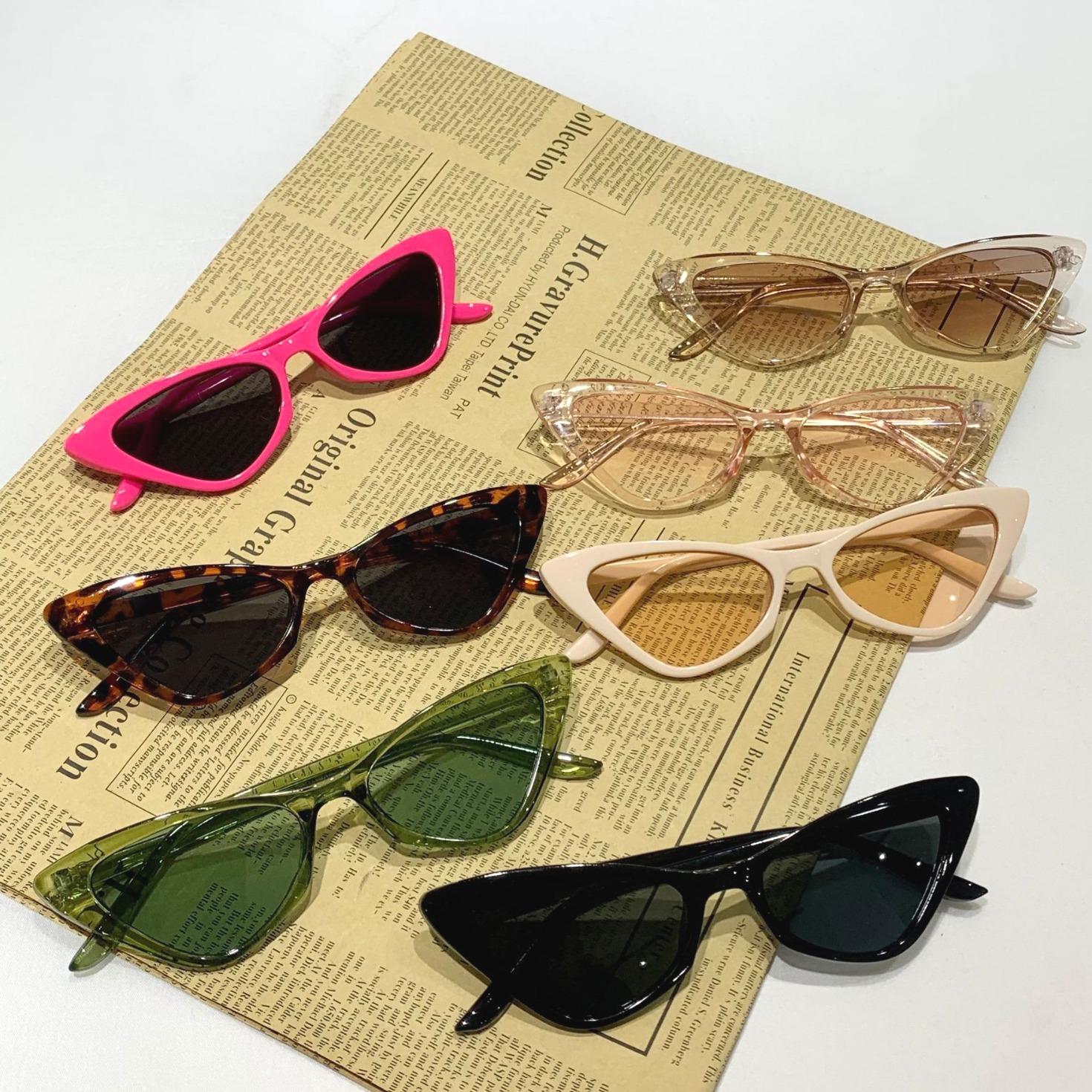 Fable Women's Fashionable Retro Sunglasses Triangle Cat Eye Anti Uv Sunshade Glasses Stylish Personalized Shades