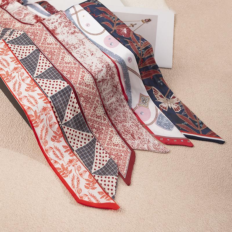 D Family Red Silk Skinny Scarf for Bag Handle, Headband, or Shirt Decoration