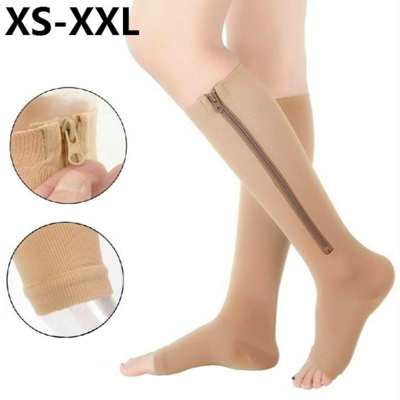 Zipper Medical Compression Socks With Open Toe Zipper Stocking