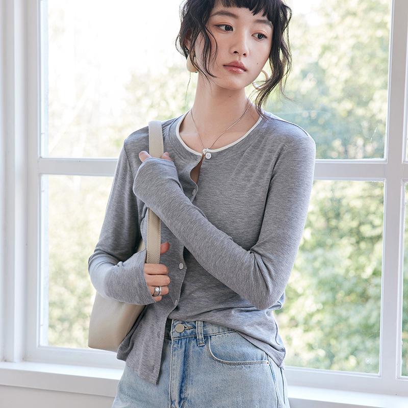 Spring and Summer Button-down Base Layer Women's New Versatile Cardigan, Slimming Long-sleeved Knitted Sweater