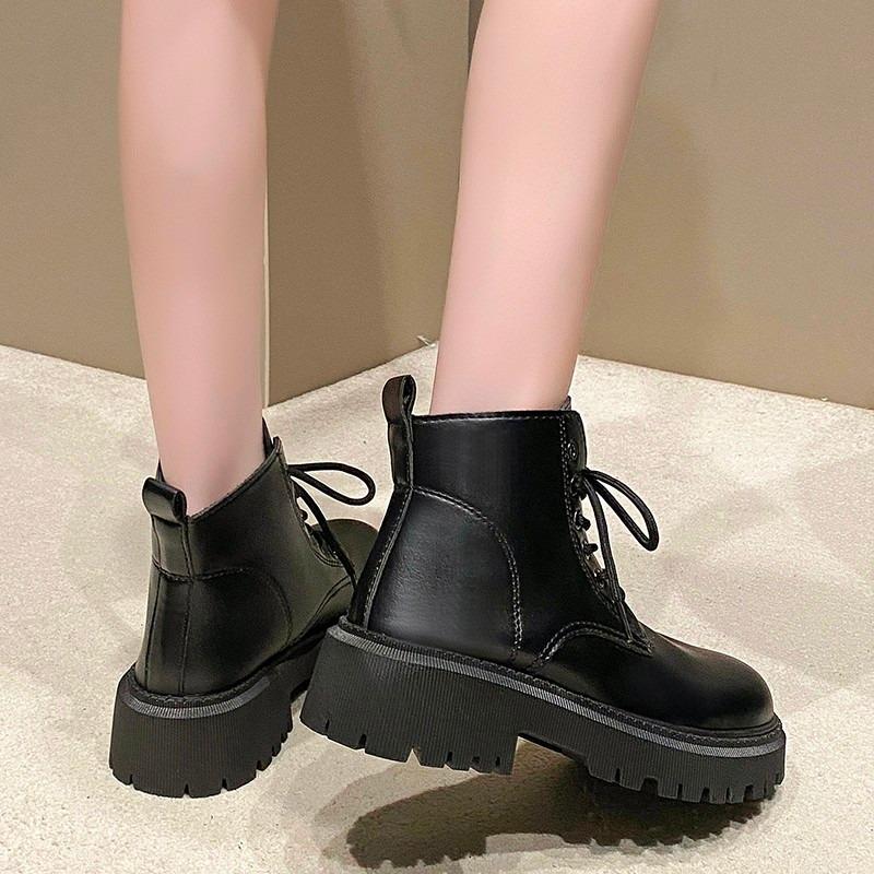Fashion Women's Shoes 2024 Brand Ankle Women's Boots Classics Modern Boots Women Round Toe Front Lace-up Low Heel Plus Size Ladies Shoes