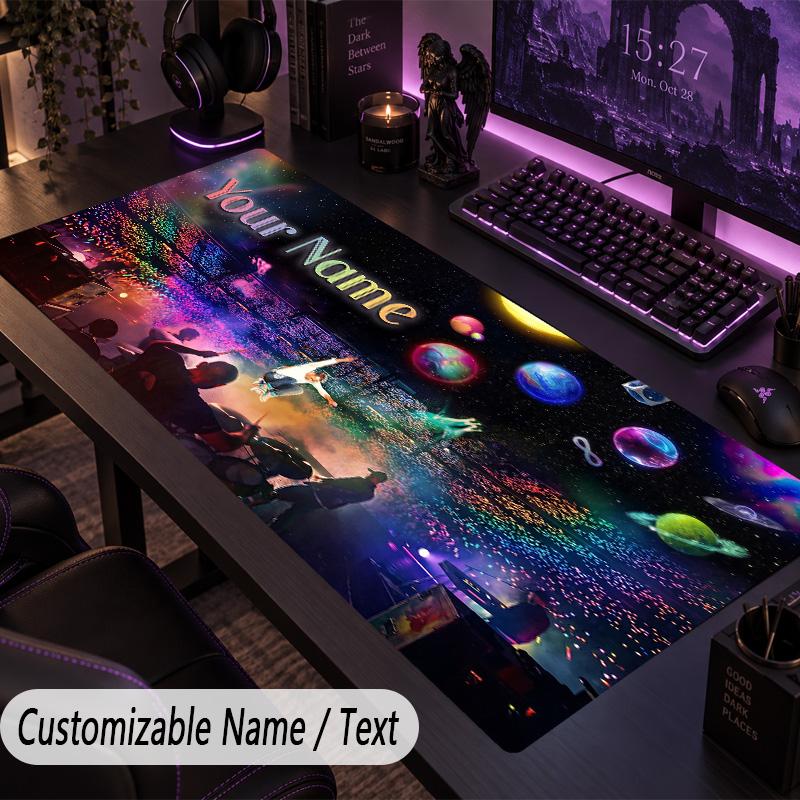 Custom Text Big Mousepad, Extended Desk Pad For Laptop Work GameColdplay