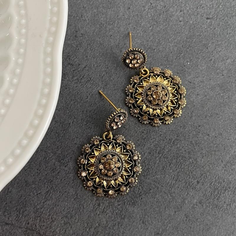 Boho Luxury Golden Color Earrings Sunflower Nature Inspired Statement Earrings Jewelry