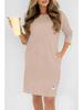 2025 Summer Women's Solid Color Long Sleeve Loose Casual Dress with Round Neck