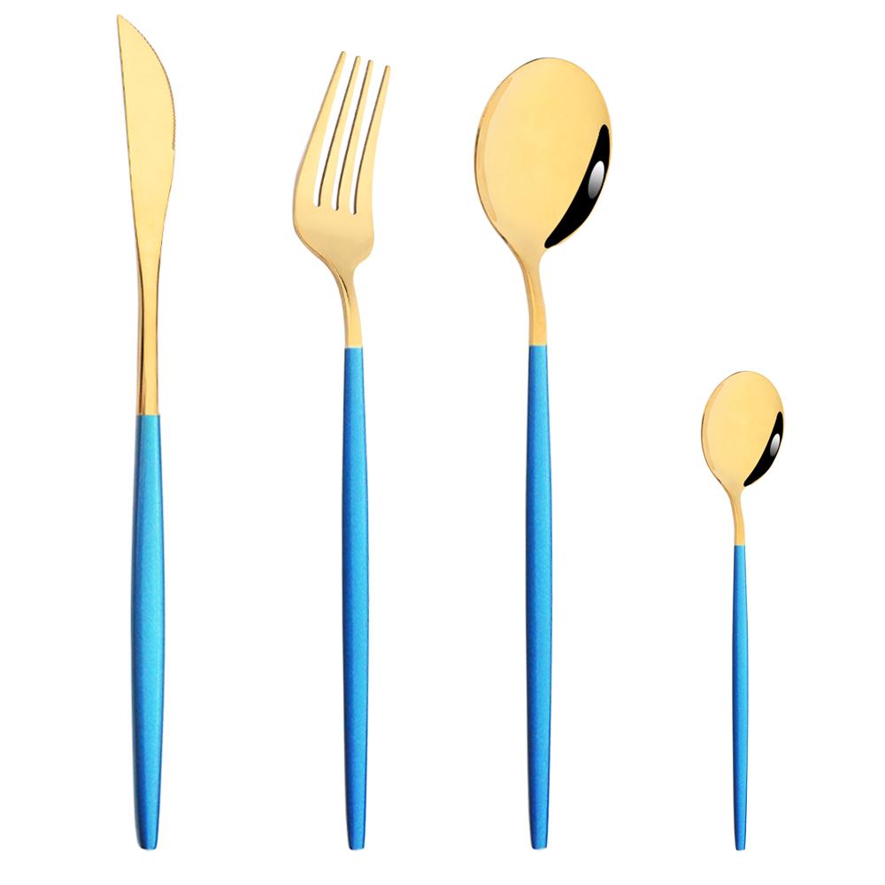 Drmfiy Pink Silver Stainless Steel Dinnerware Set Fork Knife Soup Ice Spoon Cutlery Set Western Flatware Kitchen Silverware Set