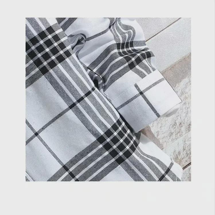 Męska koszula casual w stylu hongkońskim, w japońską kratę, modna, koreańska, z długim rękawem - Kolekcja wiosenno-jesienna