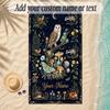 Forest Theme Soft Beach Towel Personalized Custom Name Text Towel Portable for Beach Pool Travel