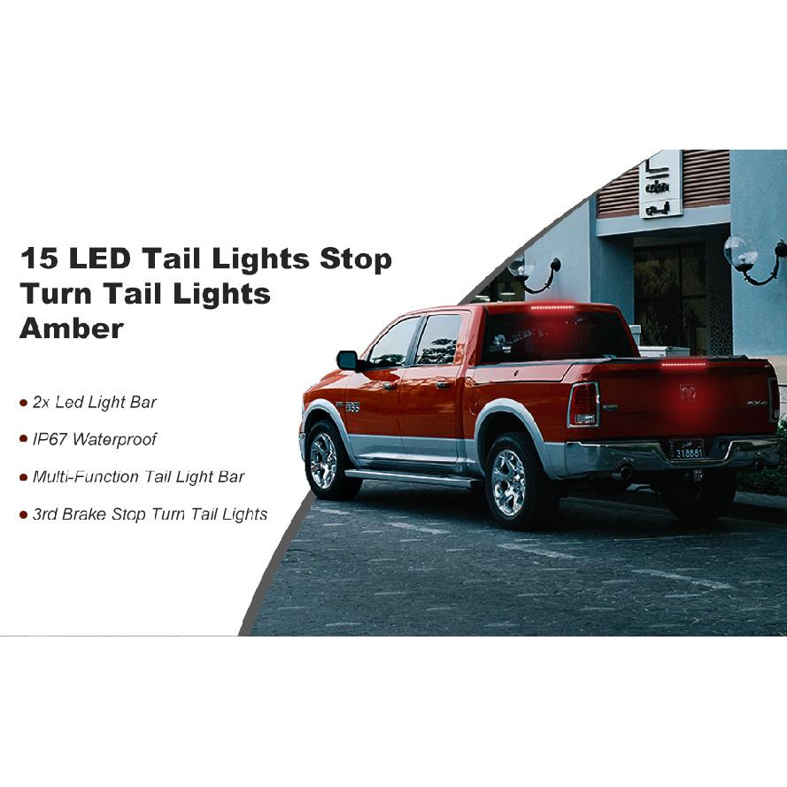 1PCS Universal LED Tail Rear Lamp for Trailer Truck Lorry Pickup - Brake/Stop/Turn Lights 12V-24V 15 LEDs Light Bar StripBack Up Lights 1