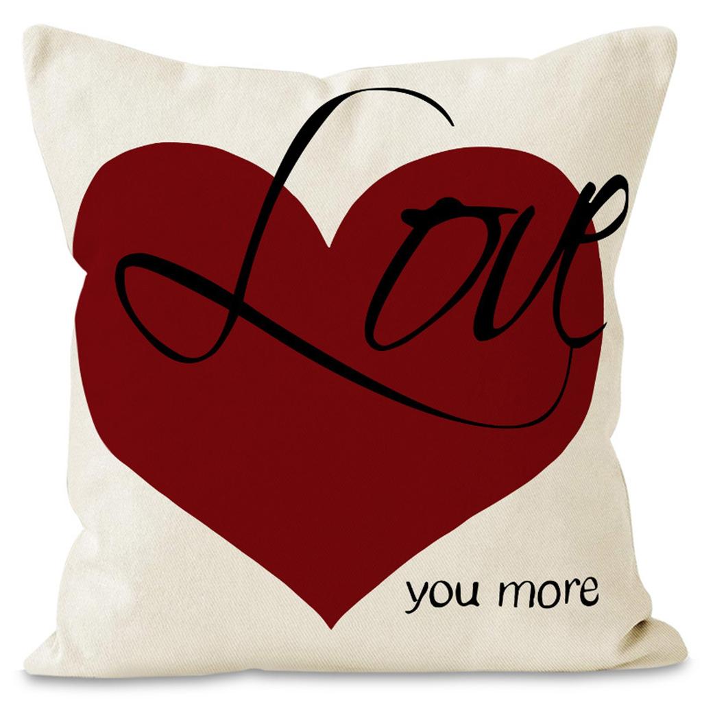 Valentine's Day Couple Love Sofa Pillow Cover Home Decoration Pillow Cover Linen Printed Cushion Cover