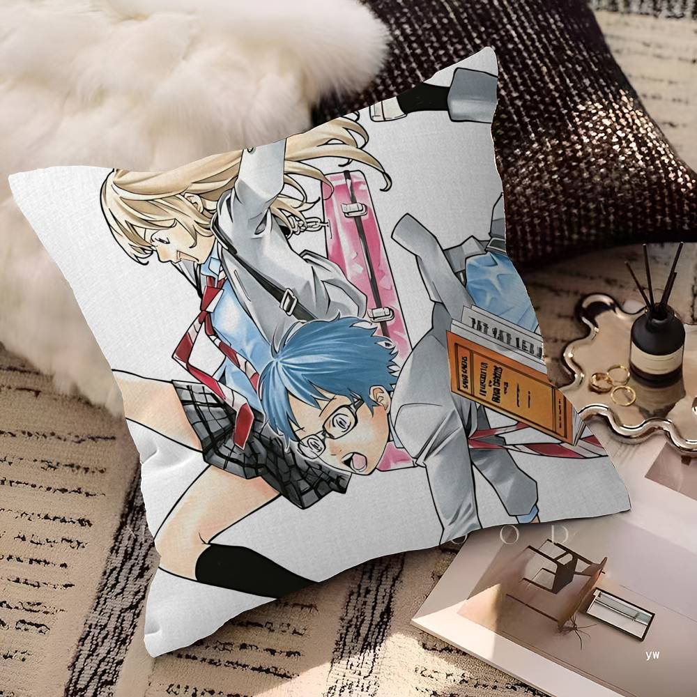 Your Lie In April Anime Decorative Room Aesthetics Pillow Case Home Decor Bedroom Sofa Bed Couch Pillow Cover 45x45