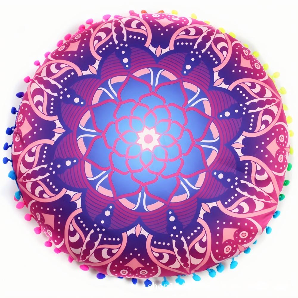 Bohemian 43cm/80cm Round Pillow Case Mandala Pattern Cushion Cover Indian Elephant Retro Meditation Floor Decorative Pillows