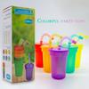 Colorful Neon Sipper Cups with Lids and Straws Spill Proof Plastic Party Drinkware for Kids School Events Birthday Celebrations