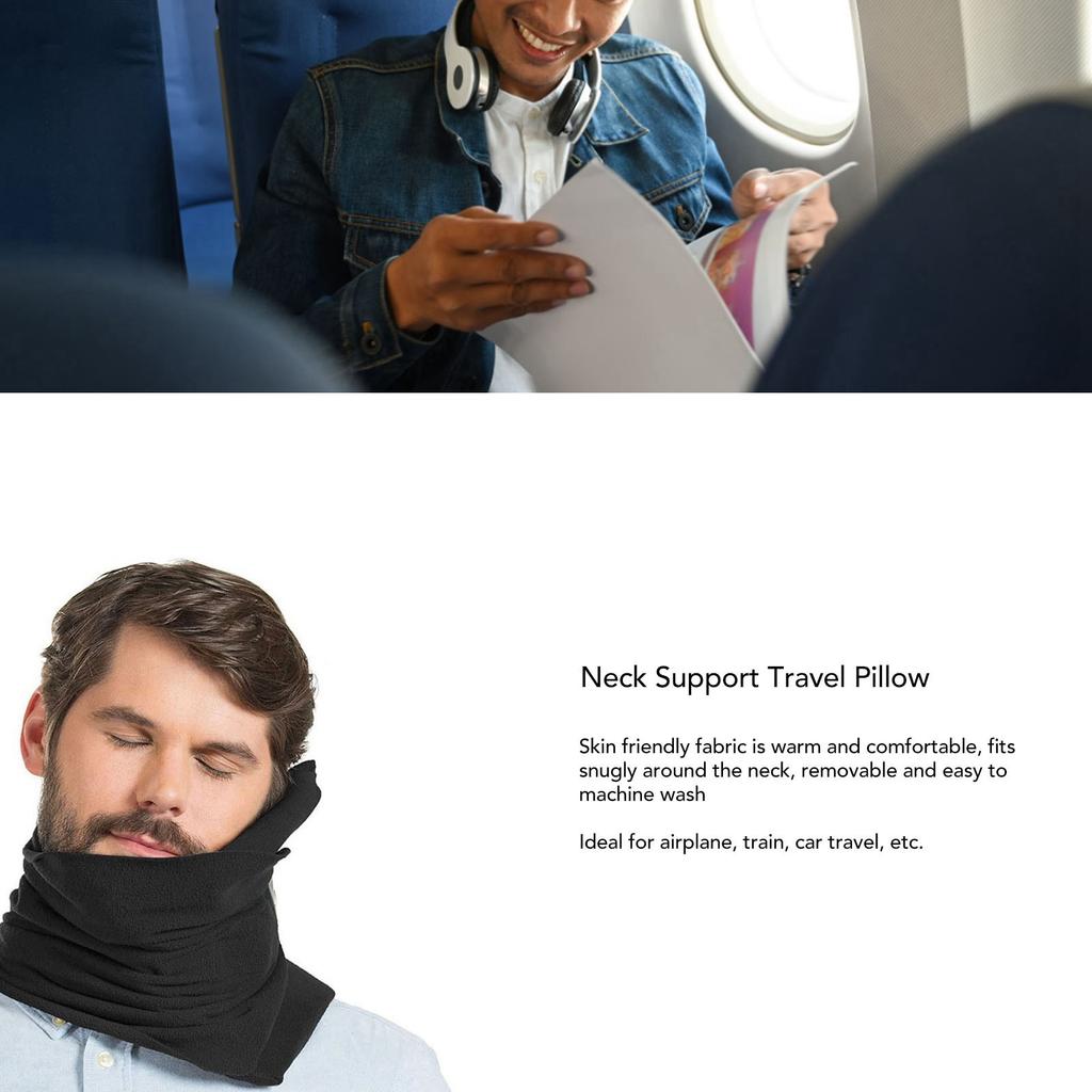 Nackenstütze Reisekissen Schwarz Weiches Nackenkissen Schulterstütze Flugzeug-Reisekissen
