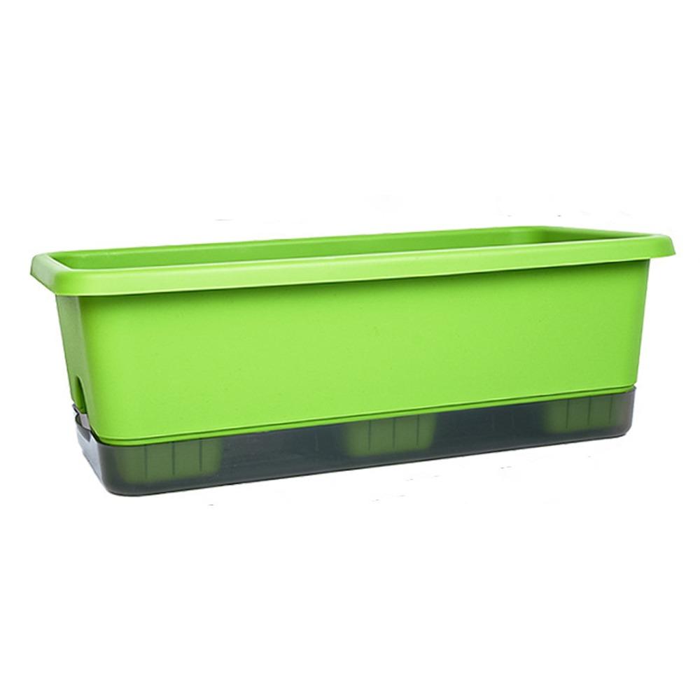 Plastic Flowerpot with Tray with Drain Hole Planter Flower Pot Growing Box Garden Decor 16.34x6.77in