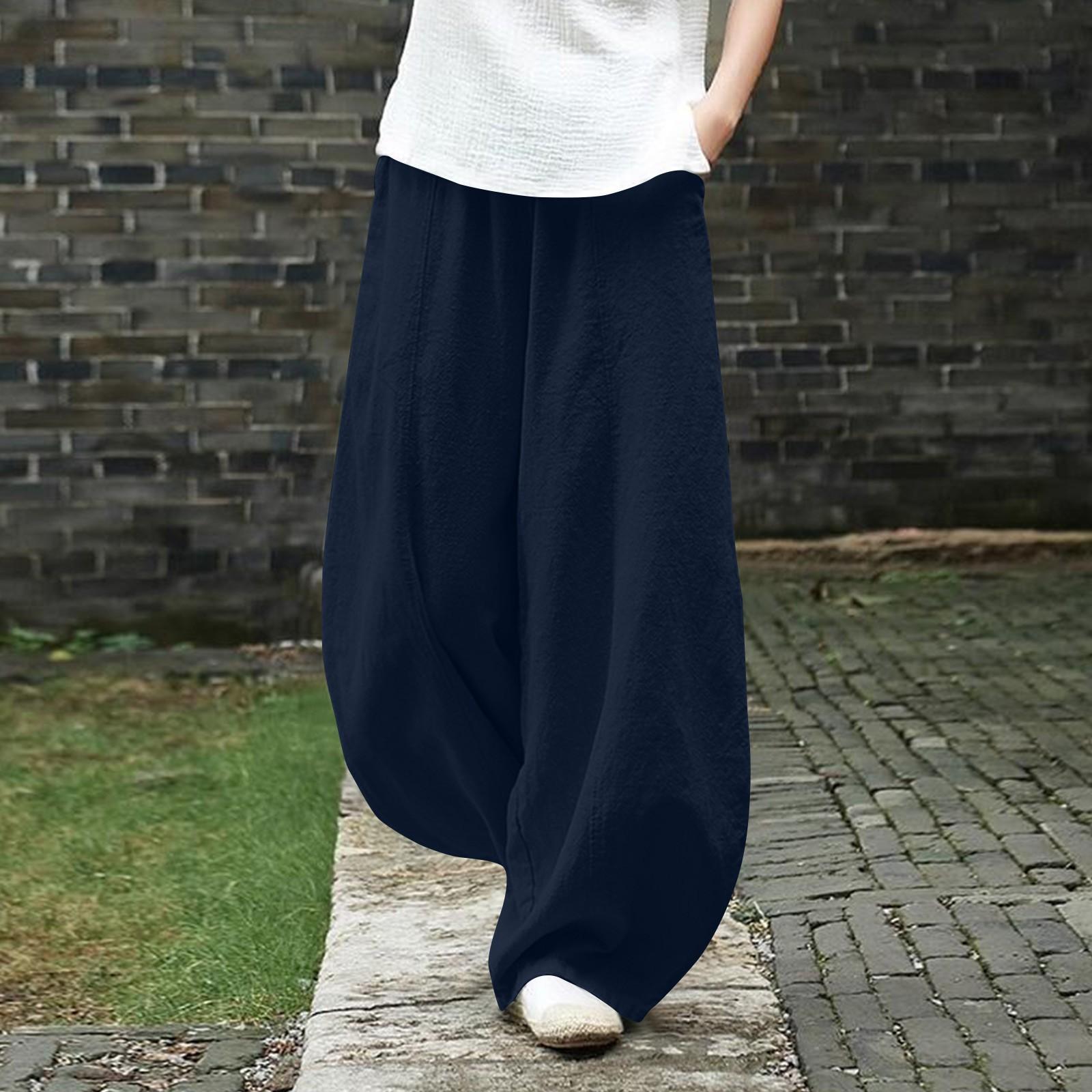 

Женские повседневные и удобные свободные брюки из хлопка и льна XXXXXL