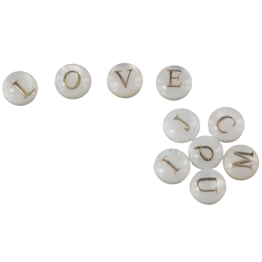 52 Pcs Round Alphabet Loose Beads White A-Z Letter Beads Charm for Bracelets