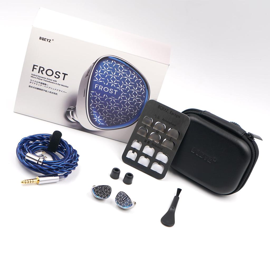 BQEYZ Weather Series Frost Wired Earphones, Micro Planar Dynamic Hybrid Driver, In-Ear Monitors, 0.78mm 2-Pin Connector, In-Ear Type, Glass