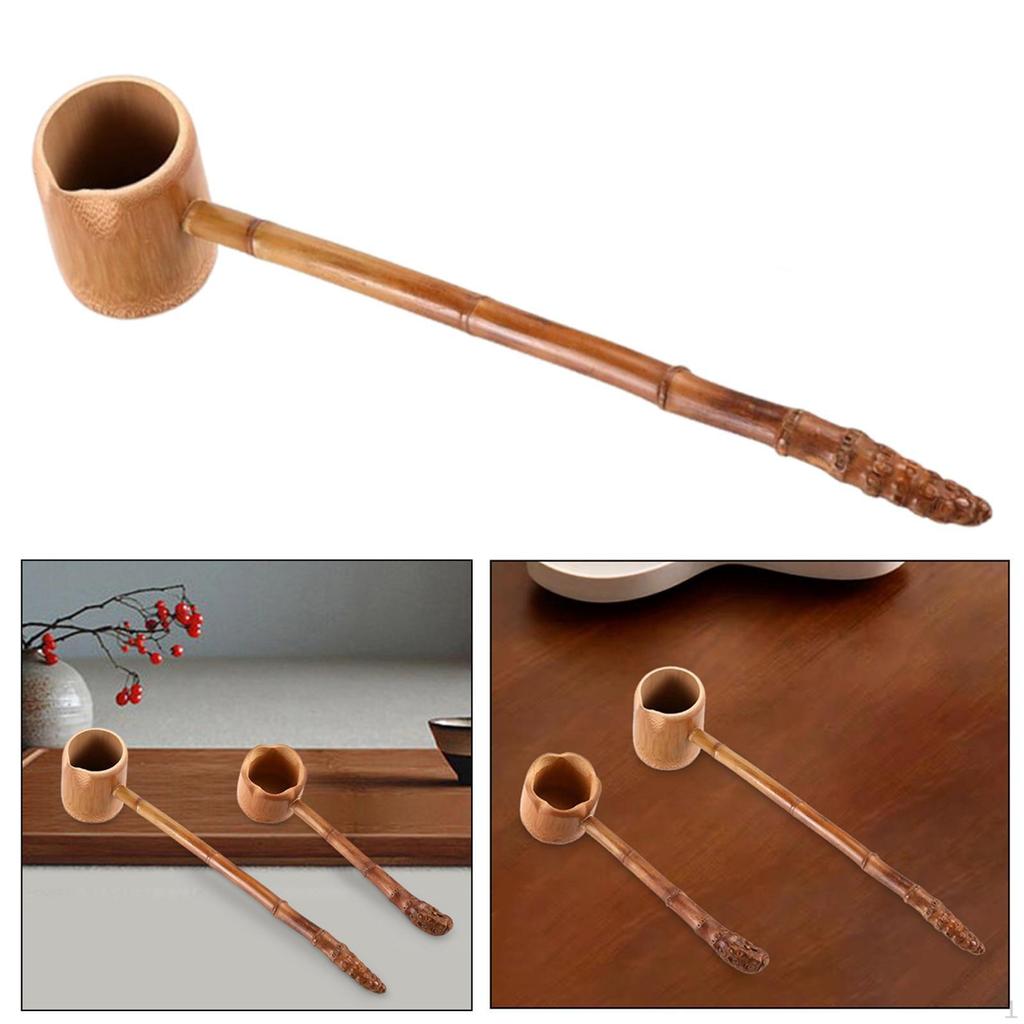 Bamboo Scoop Ergonomic Long Handle Tea Ceremony Accessory Easy to Clean for Home Kitchen