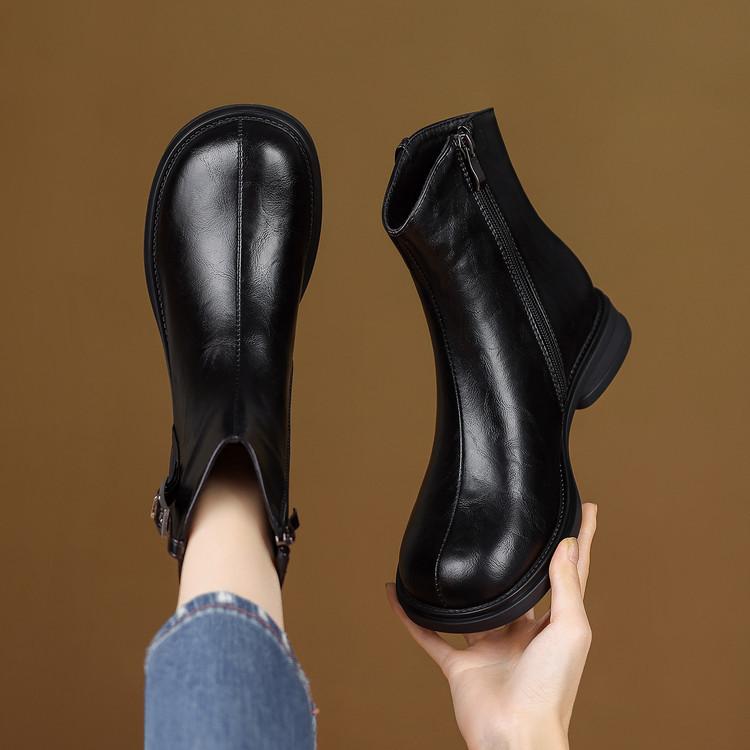 Short boots autumn new boots thick heel middle heel fashion boots large size western boots