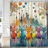 1Pc Vibrant Cat And Cityscape Shower Curtain With Colorful Feline Design - Perfect For Bathroom Decor, Bathroom Accessory