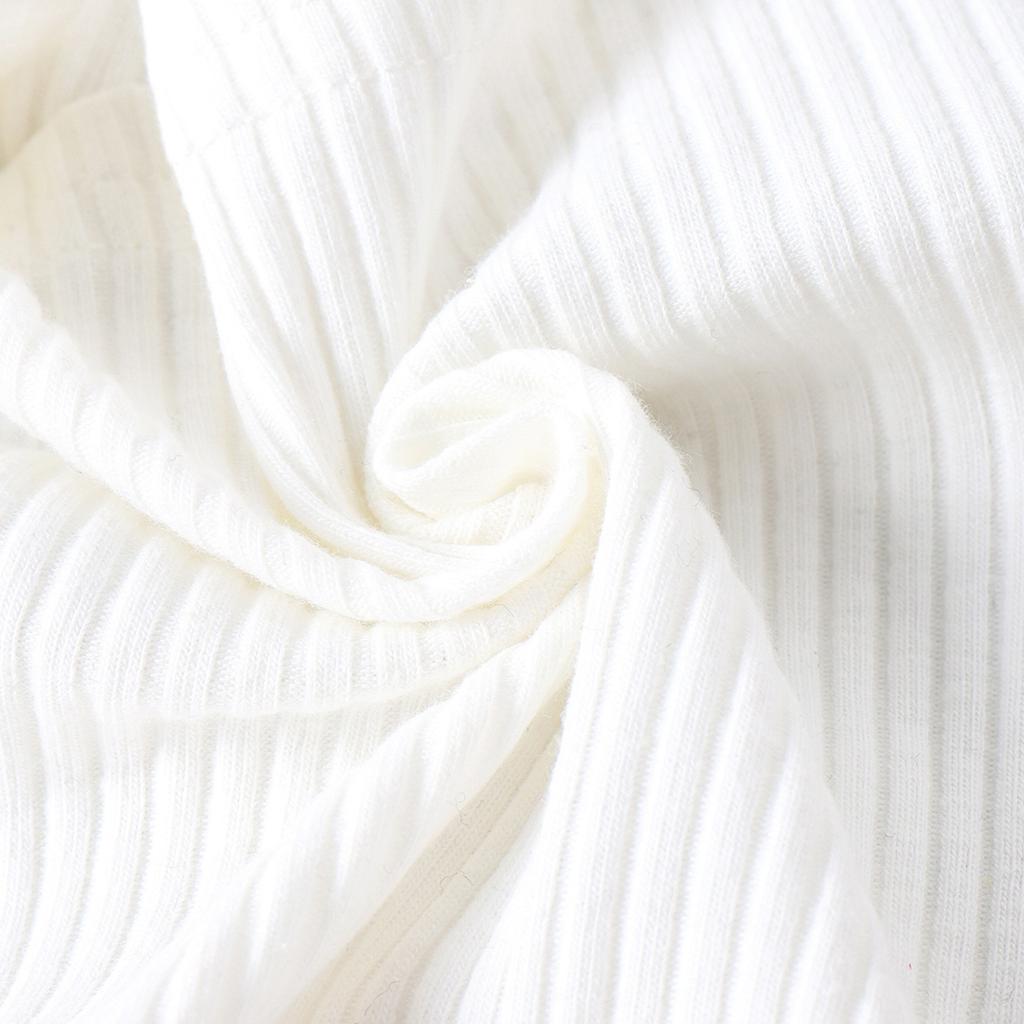 Children's Clothing Autumn Winter Puff Sleeve Ribbed Top Solid Color Bow Irregular Hem Girls' Set