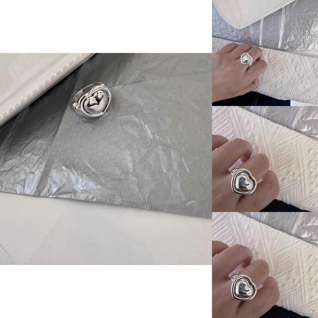 Delightful Heart Design Open Adjustable Ring For Women Stylish Copper Accessory
