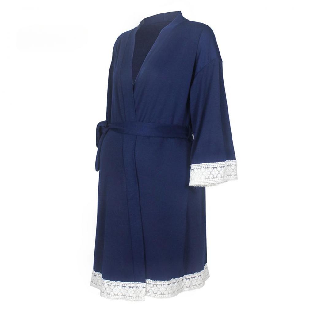 Women's Bathrobe Gown Maternity Nursing Nightdress Robe Kimono Pyjamas Cardigan Sleep Dress