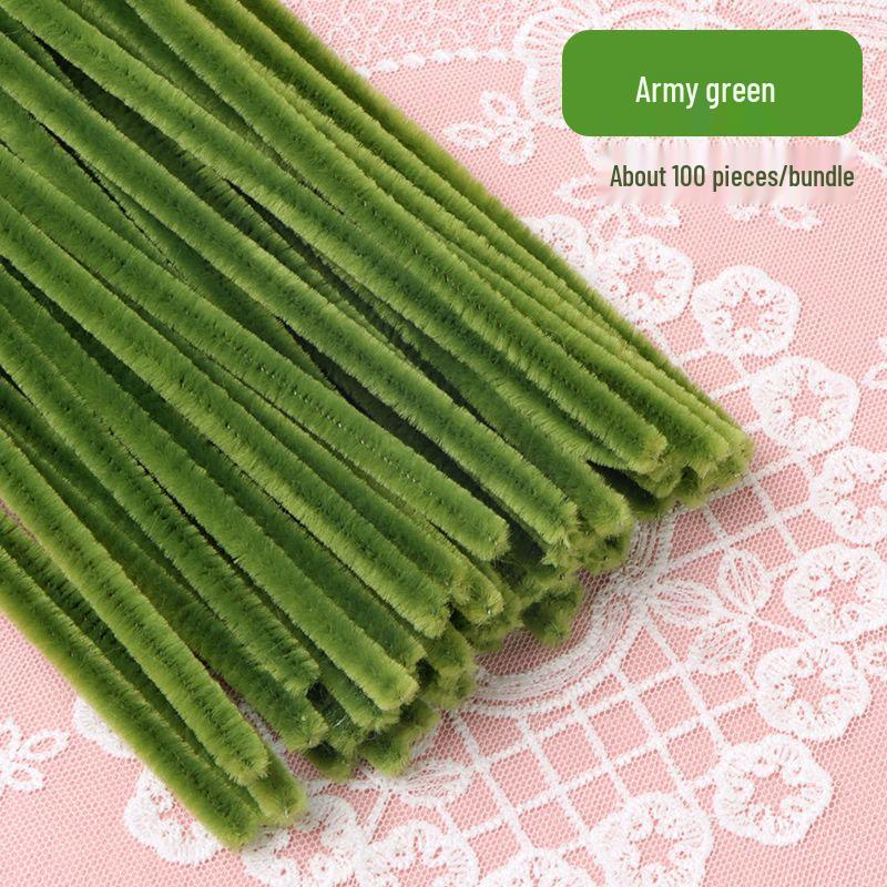 Thickened White Chenille Pipe Cleaners - Mixed Colors for DIY Bouquet Crafts