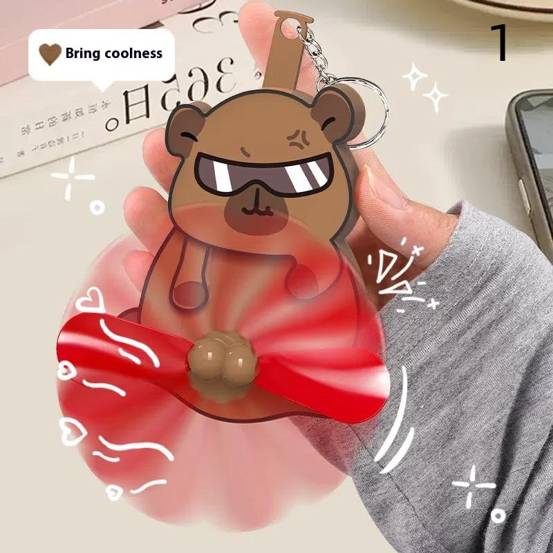 Cartoon Capybara Panda Hand-Pressed Hand-Cranked Small Fan Dormitory Mini Student Portable Hand-Held Manual Small Summer Fan