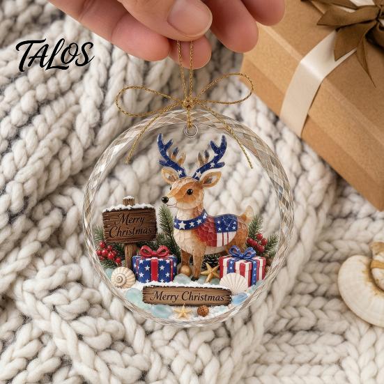 Handcrafted Style Ornament Christmas Acrylic Hanging Pendant for Holiday Tree Decoration, 2D Flat Ocean Theme Decorative Accessory Home Party