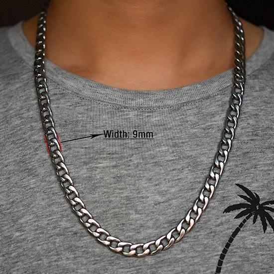 Men's Necklace Round Cuban Link Neck Chain Stainless Steel for Women Men Copper Color Punk Boy Choker Metal Jewelry Accessories