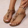 Large size flat sandals women's toe elastic fashion beach women's shoes bohemian sandals