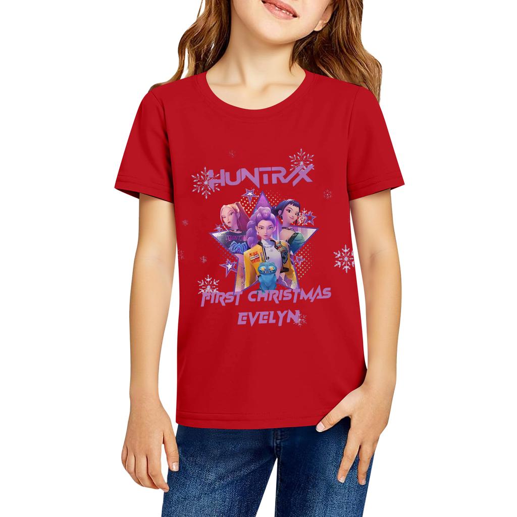 Fashionable Round Neck Short Sleeve Work Clothes Printed Tops For KID Summer Tops