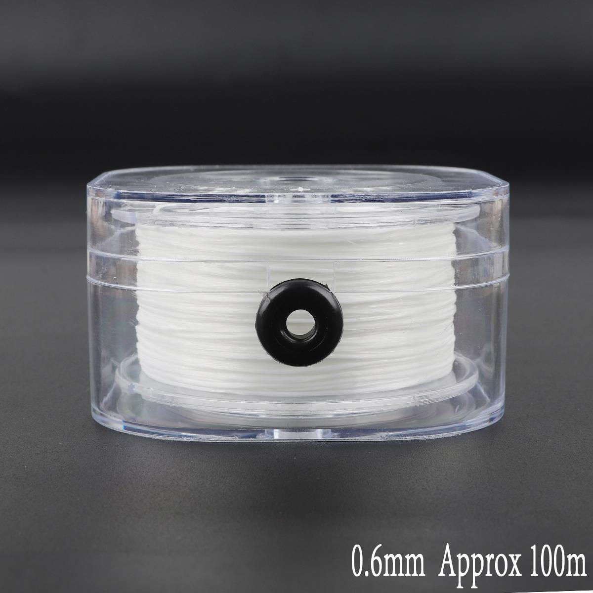 

30-200 м эластичный шнур с кристаллами и бисером с коробкой 0,2/0,6/0,8/1 мм, прозрачная прозрачная проволока/нитка 0.6mm 100m