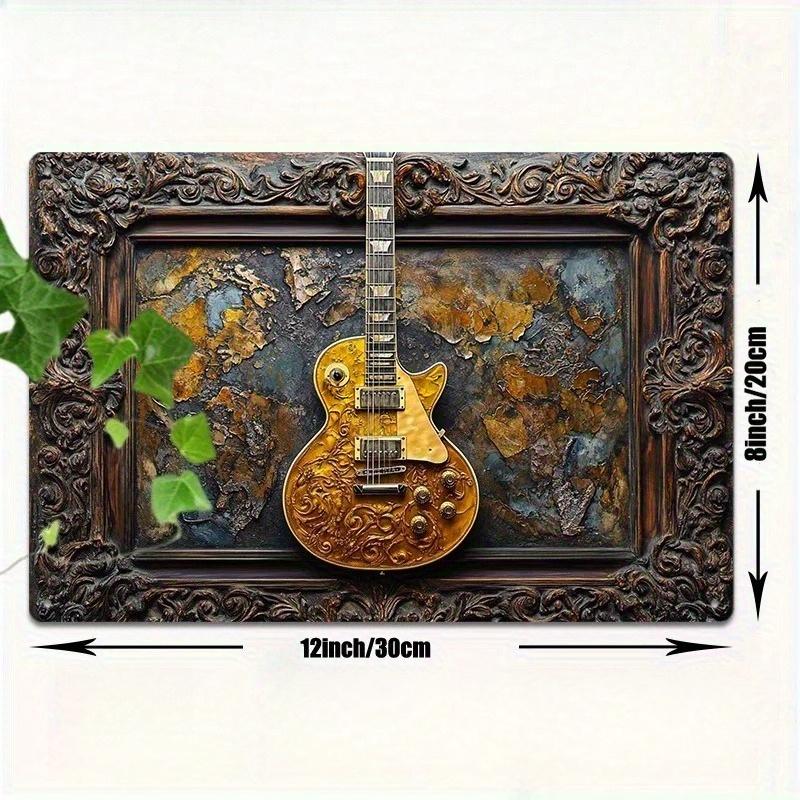

2d Flat 30*20cm, Vintage Acoustic Guitar Wooden Wall Art, Wooden Sign for Gym, Bathroom, Dorm Decor, Easy Install, Durable. 30*20cm