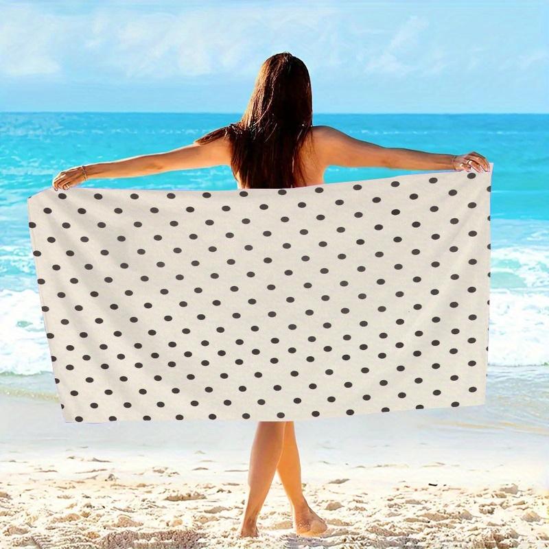 Minimalist Black Polka Dots Oversized Beach Towel, Soft Quick Dry Microfiber for Pool Travel Spa