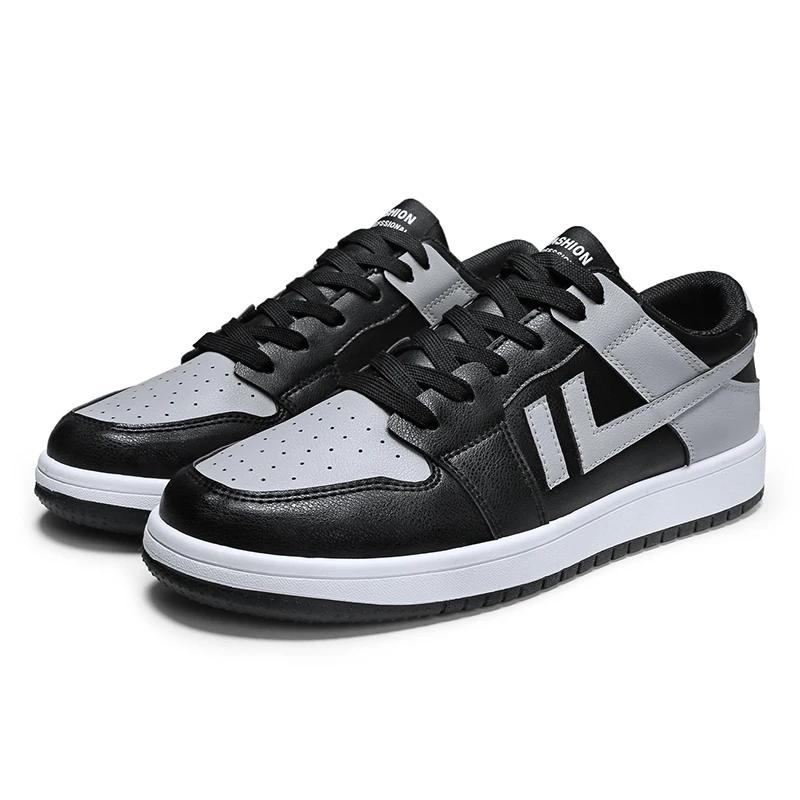 

Новые кожаные персонализированные мужские туфли, модная удобная повседневная спортивная обувь, универсальная обувь для улицы, трендовая обувь для скейтбординга 44 чёрный